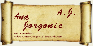 Ana Jorgonić vizit kartica